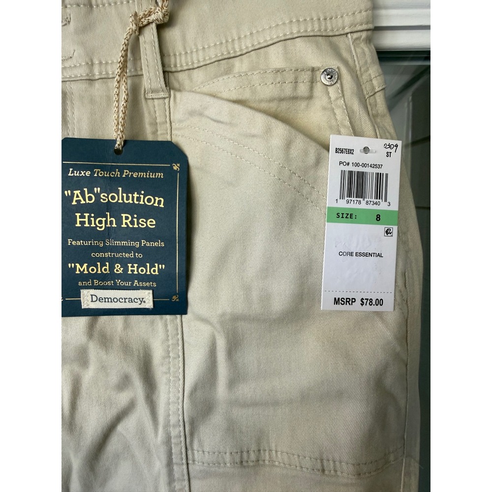 Democracy "Ab"solution High Rise Utility Tapered Leg cropped Pants sz 8 wm tan - Picture 2 of 6